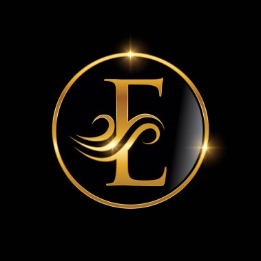 Altın El yazısı Lüks Logo Baş harfleri E