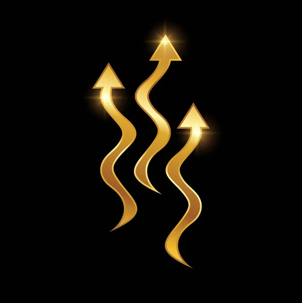 Golden Arrow Wave Pointing Logo Sign — стоковый вектор