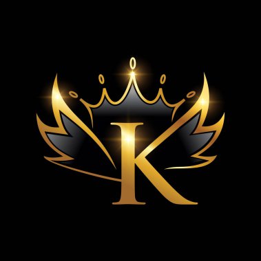 Altın Kanatlar ve Crown Monogram Logosu Baş harfleri K