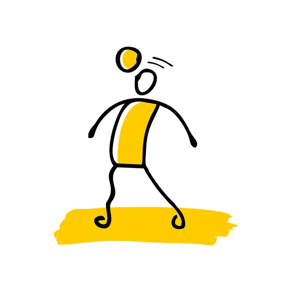 Stickman Stick Figure Playing Football Sport — Image vectorielle