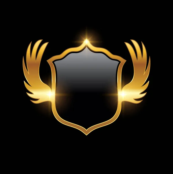 Golden Wings and Shield Logo Sign