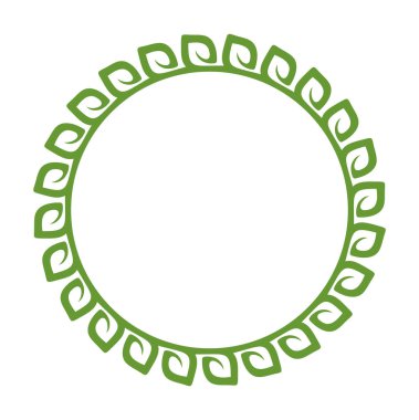 Simple round wreath with contour branches. Border of green leaves. Decorative design element. Doodle frame for logo  invitation