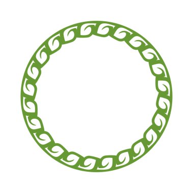 Simple round wreath with contour branches. Border of green leaves. Decorative design element. Doodle frame for logo  invitation