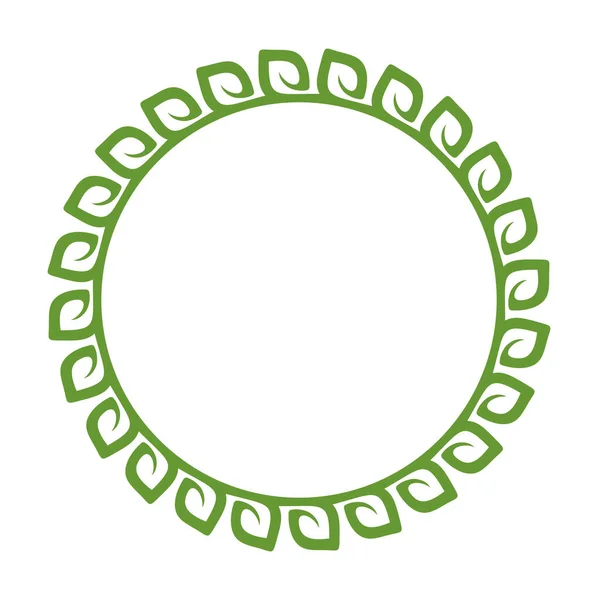 Simple Wreath Contour Branches Border Green Leaves Decorative Design Element — 图库矢量图片