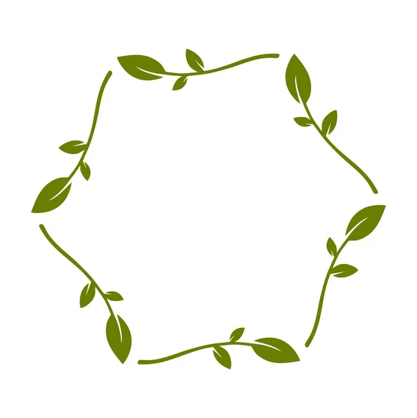 Простий Круглий Вінок Контурними Гілками Межа Зеленого Листя Елемент Декоративного — стоковий вектор