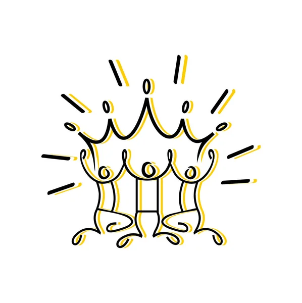 Stickman Figure Crown Logo Sign — Stockvektor