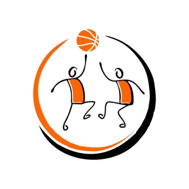 Basketball Stickman Figure Logo Sign