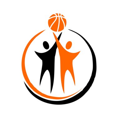 Basketball Stickman Figure Logo Sign