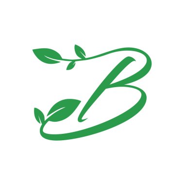 Letter B Natural Green leaf ecology monogram logo