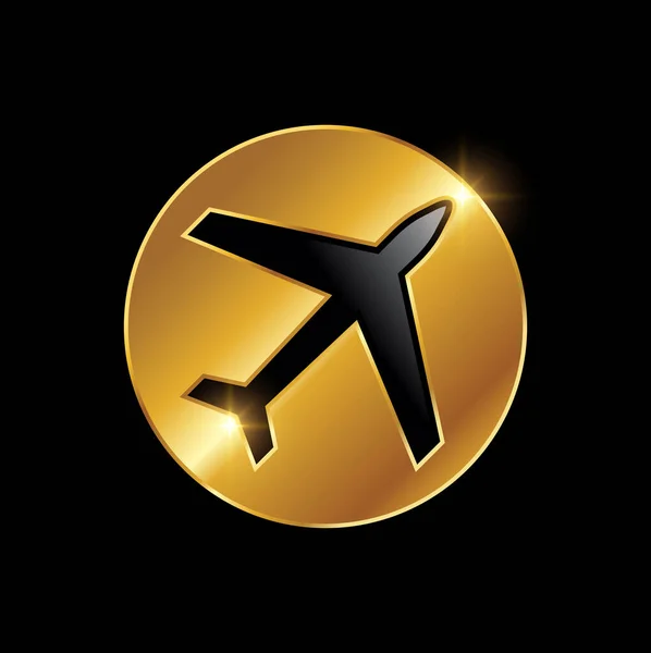 Golden Plane Travel Tourism Logo Sign — Stok Vektör
