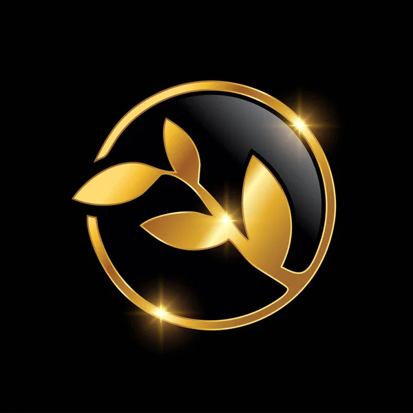 Golden Leaf Luxury Royal Logo Sign — Stockový vektor