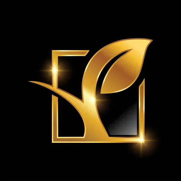 ゴールデンリーフ高級ロイヤルロゴサイン — ストックベクタ