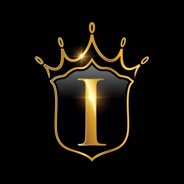 Alphabet Monogramme Initial Avec Couronne Roi Royal Reine Symbole Luxe — Image vectorielle