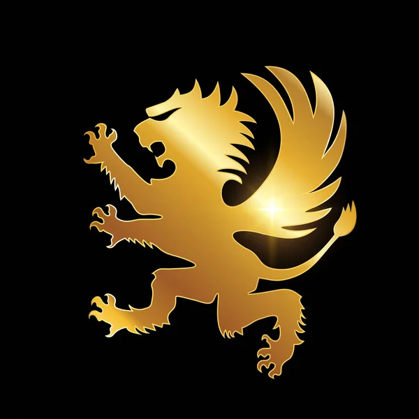 Золотий Постійний Геральдичний Лев Векторний Знак — стоковий вектор
