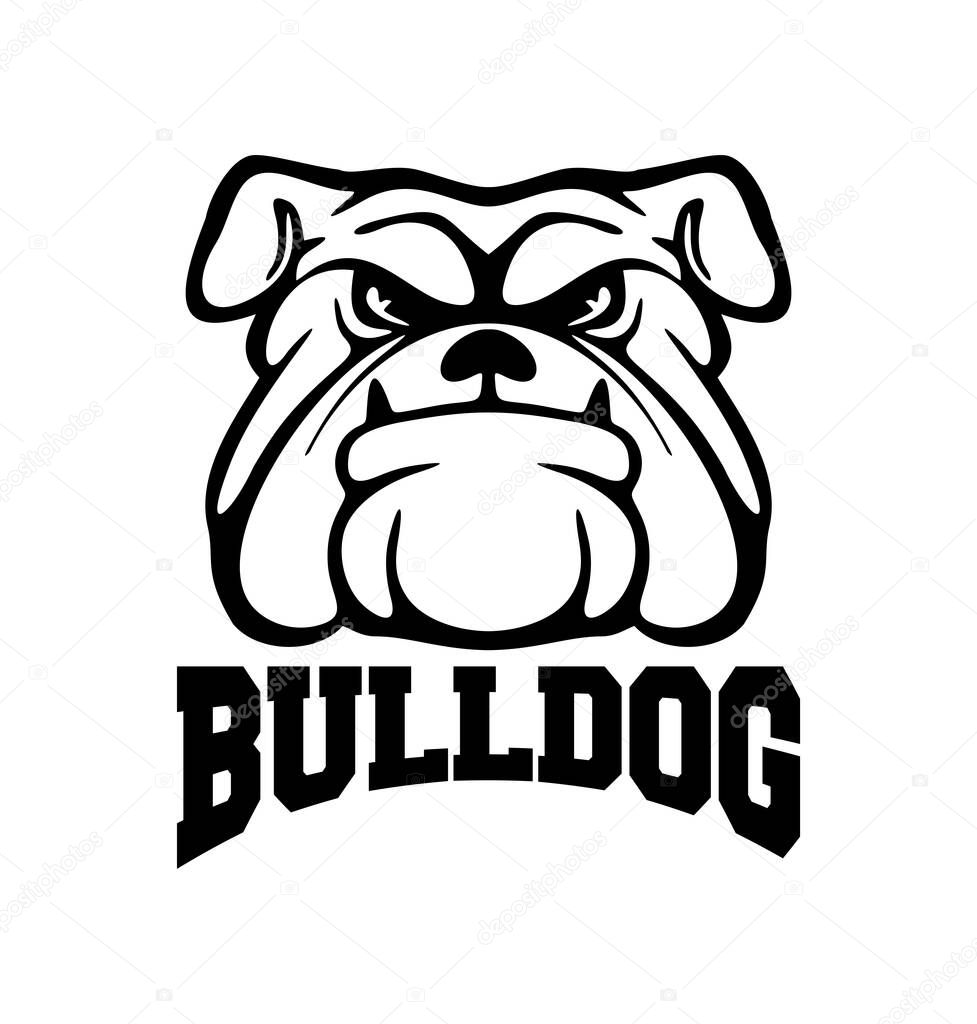 Bulldog Head Line Logo Sign