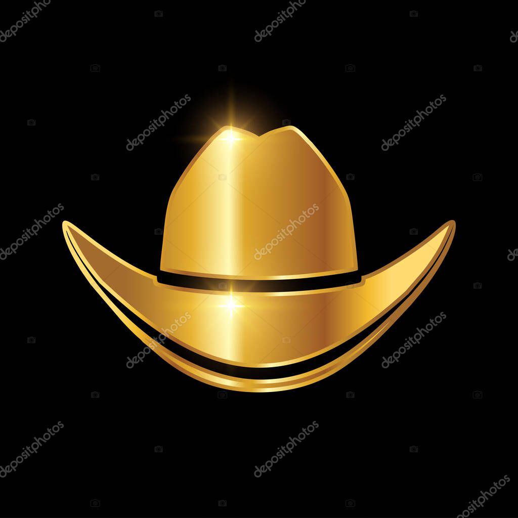 Golden Cowboy Hat Vector Sign