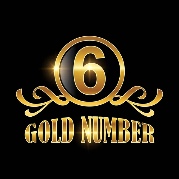 Altın Numara Logo Vektörü Şareti — Stok Vektör