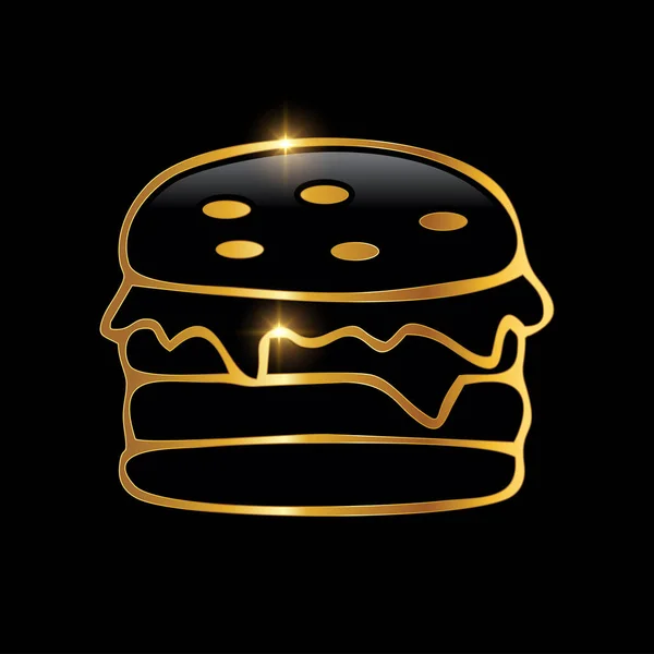 Golden Luxury Burger Vector Sign — Stock Vector