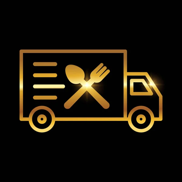 Golden Food Truck Delivery Service Ikon — Stock Vector