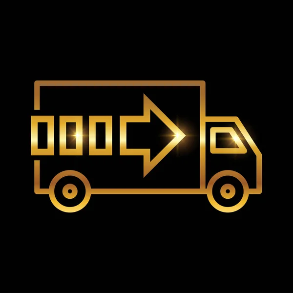 Golden Food Truck Delivery Service Icon — Stock Vector