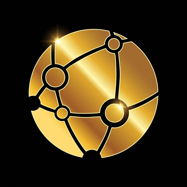 Golden Internet Network Vector Icon —  Vetores de Stock