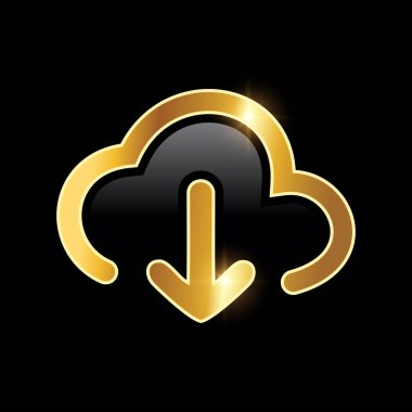 Altın İndirme Bulut Vektörü Simgesi