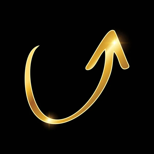 Golden Luxury Arrow Vector Icon — Stockový vektor