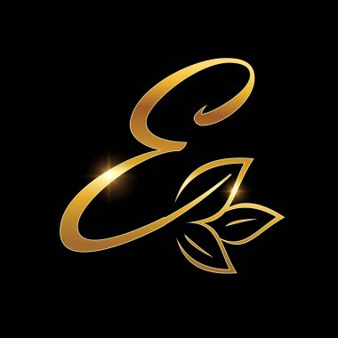 Altın Yaprak Monogramı Baş harfi E