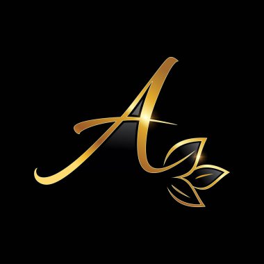 Altın Yaprak Monogramı İlk Harf A