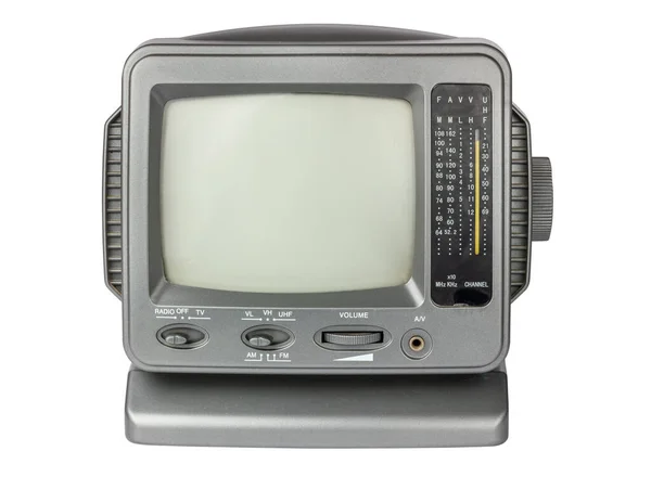 Retro-TV. Tragbares Fernsehen. Altes monochromes Fernsehen. Isoliert auf weißem Hintergrund. — Stockfoto