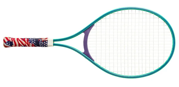 Tennis racket close-up. Isoleer op een witte achtergrond. — Stockfoto