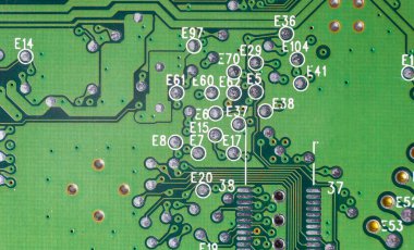 Devre panosu yakın plan. Elektronik pano. Şema.