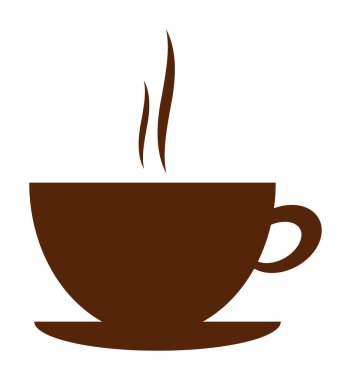 Kahverengi kahve ve buhar. Uçan daireyle fincan.