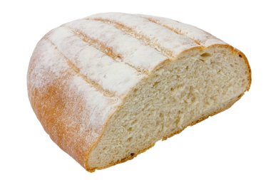 Beyaz arka planda izole edilmiş beyaz ekmeğin yarısı. Yüksek kalite fotoğraf