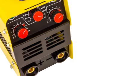 Elektrikli kaynakçılık için bir cihaz. Kaynak için aygıtın kontrol unsurları. Yüksek açı. Yüksek kalite fotoğraf