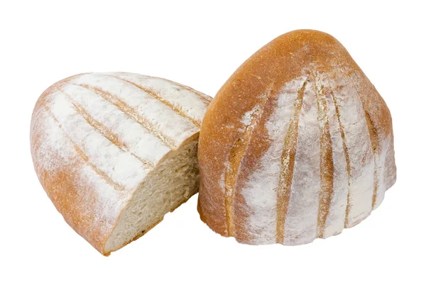 Хлеб Разрезан Пополам Половинки Хлеба Изолированы Белом Фоне Высокое Качество — стоковое фото