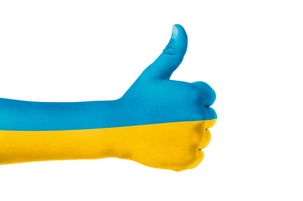 Signo Pulgar Hacia Arriba Los Colores Bandera Ucrania Resistencia Ucraniana — Foto de Stock