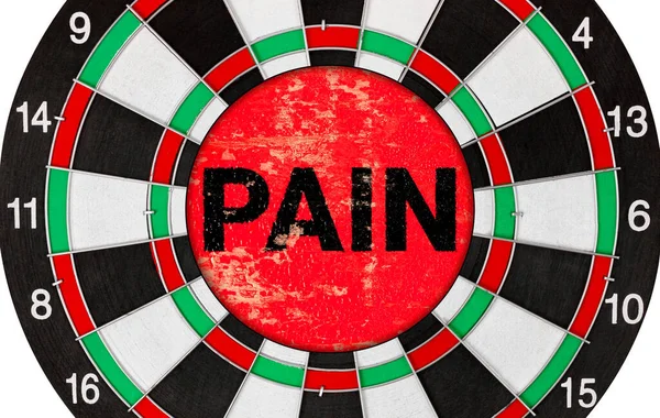 Inscription Pain Red Background Center Darts High Quality Photo — Stockfoto