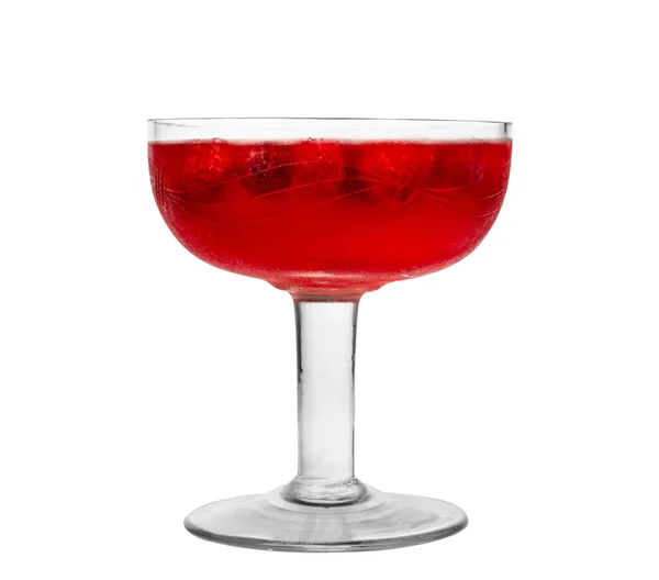 Glass Red Drink White Background Raspberry Dessert Glass High Quality — Stock Photo, Image
