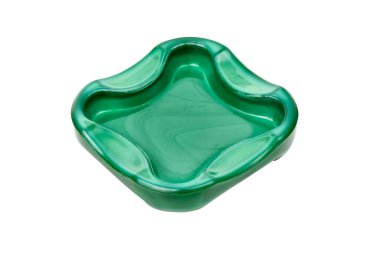 Ashtray isolated on white background. Malachite ashtray. Old fashioned ashtray. Malachite items. High quality photo