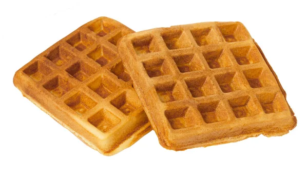 Pair Belgian Waffles Isolated White Background Toasted Waffle High Quality — Stockfoto
