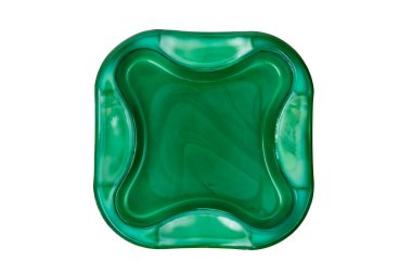Ashtray isolated on white, top view. Malachite ashtray. Malachite products. High quality photo