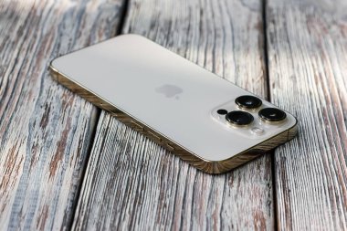 UKRAINE, DNEPR - JULY 18, 2022: smartphone Apple Iphone 13 Pro. Cameras in iphone 13 pro. High quality photo