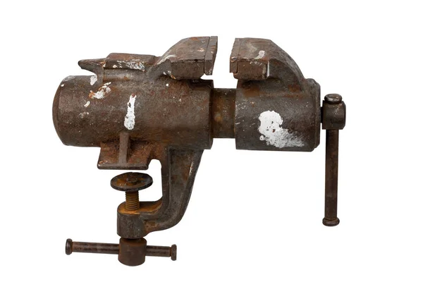 Old Steel Vise Isolated White Background High Quality Photo Royalty Free Stock Images