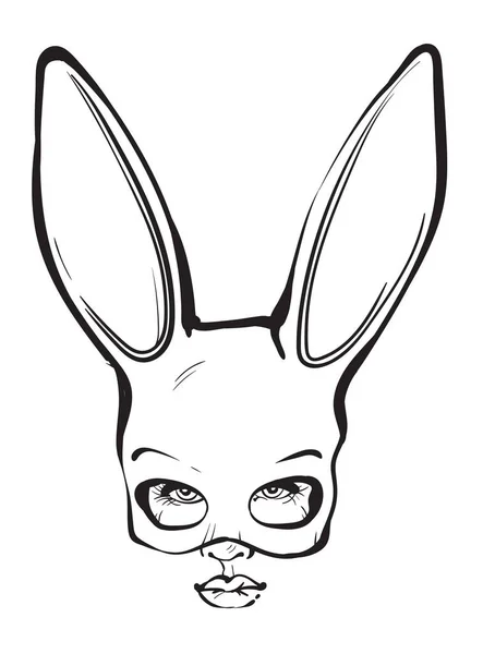 Tavşan maskeli güzel bir kızın yüzü.