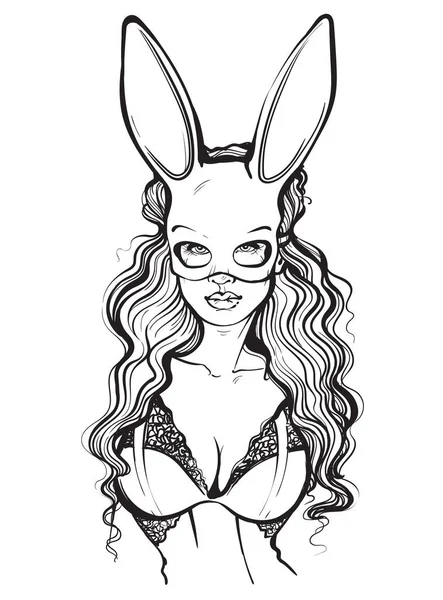 Tavşan maskeli güzel kız