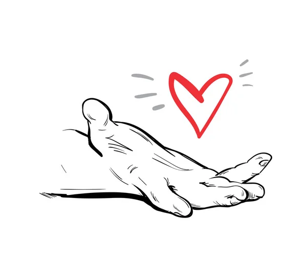 İnsanın eli avucunun içinde bir kalp tutar.