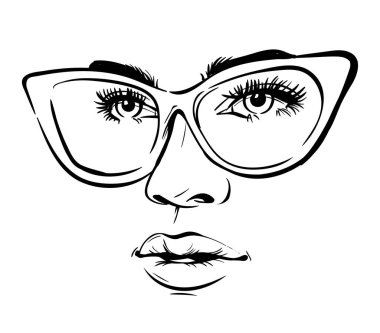 Gözlüklü genç kadın vektör çizimi