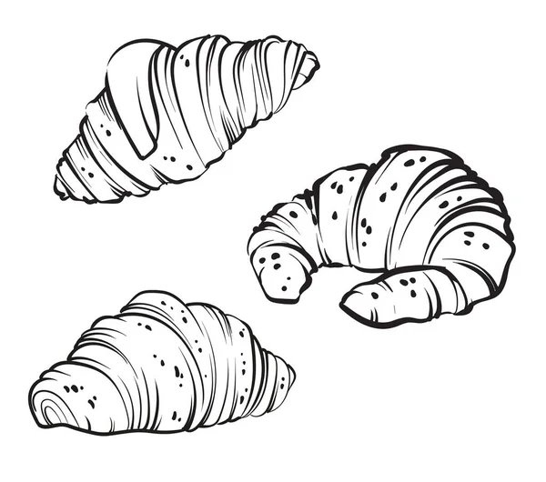 Croissant Alimentos Pasteles Vector Ilustración — Vector de stock