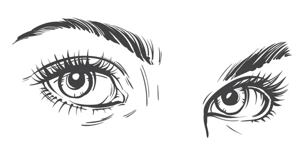 一个年轻姑娘的眼神线形图解 — 图库矢量图片